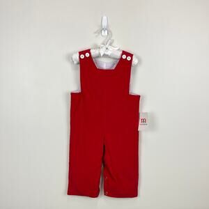 Mom & Me Festive Red Longall Overalls 6 Months NWT